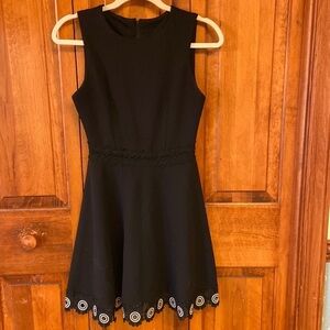 B. Darlin Sleeveless Tank Skater Fit & Flare Black Dress LBD Crocheted Lace Hem